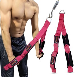 Shelly Triceps Rope Gym Cable Machine Attachments with Carabiner Anti-Slip Triceps Strap 2 Loops Neoprene Handles Pulldown Rope for Pushdowns Pulls Crunches Overhead Extensions Biceps Curl (Pink)
