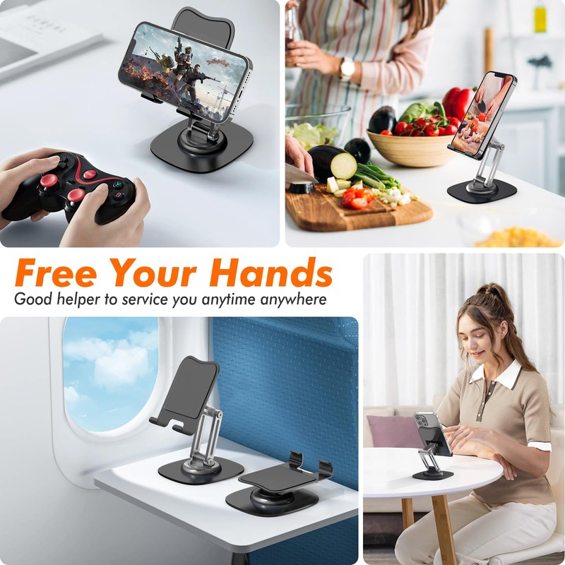 ZTGYGY Metal Cell Phone Stand for Desk, Adjustable Foldable Desktop