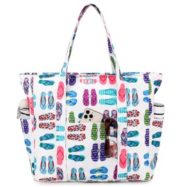 Octsky Waterproof Beach Tote Bags Women Pool Bag Large Tote with Zipper for Beach Travel