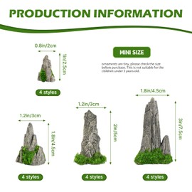 Hanycon 12PCS Mini Rockery Miniature Garden Mountain Decor Bonsai Decorations for Fairy Garden DIY Garden Plant Pot (4 Size)