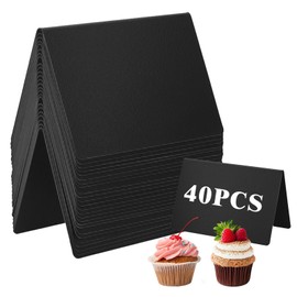 aleawol 40Pcs Chalkboard Sign Mini Food Labels for Party Buffet, 10 * 7cm Reusable Tabletop and Easily Cleanable Small Message Chalk Board Signs for Buffet Wedding Bakery Coffee Shop