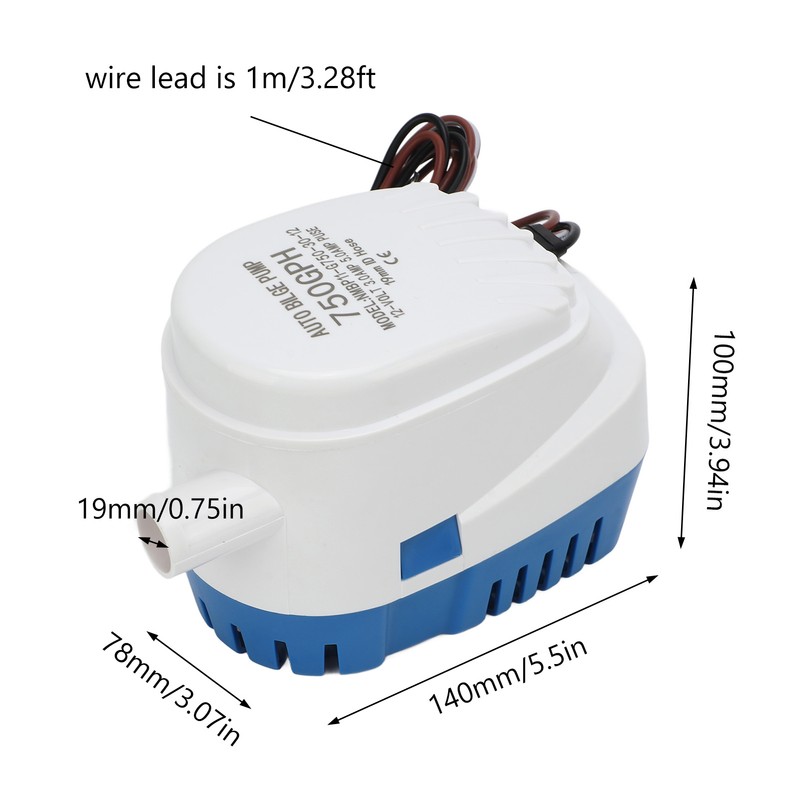 Blige Water Pump Automatic Submersible 750GPH 12V Good Sealing High