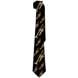 SKT T1 Men's Ties Funny Trumpet Neckties, Musical Wind Instrument Black Gold Necktie Novelty Ties for Men Teens, Wedding Holiday Party Gifts