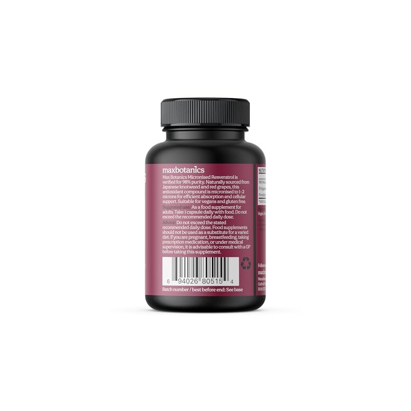 Max Botanics Micronized Resveratrol Antioxidant & Longevity Support Cellular Protection