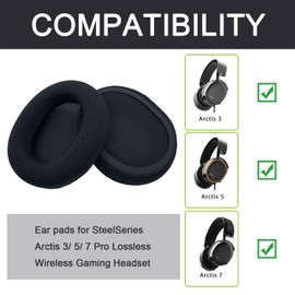 Replacement Ear Pads Earpads Cup Cover Memory Foam Cushion for Arctis 3 / Arctis 5 / Arctis 7 Bluetooth Wireless Headphones, 2 Pack
