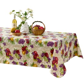 Avalon Fruit Pattern Indoor/Outdoor Flannel Backed Vinyl Tablecloth -60" x 120" Oblong