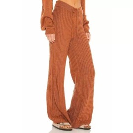 SNDYS Revolve Orange High Waist Ribbed Knit Flare Pants Hendrix Women XS NEW