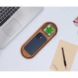 VSUINGO Small Wooden Oval Tray (11.3 x 4.1 inch), Mini Serving Tray for Coffee Tables, Dessert, Snack, Fruit, Acacia Wood Platter for Vegetable, Decor Restaurant