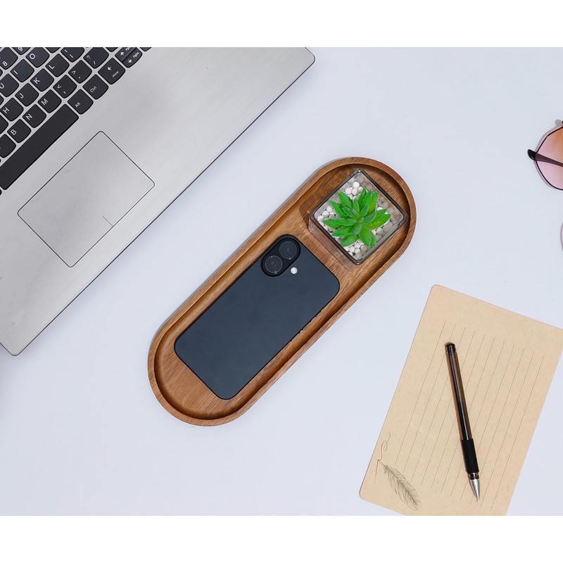 VSUINGO Small Wooden Oval Tray (11.3 x 4.1 inch), Mini