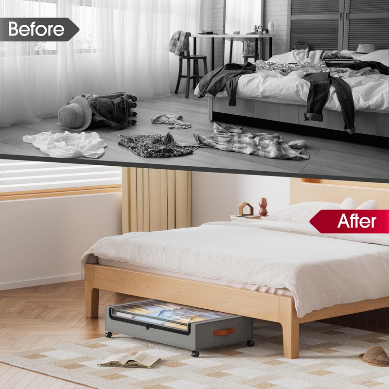 Yecaye Under Bed Storage with Wheels, 2 Pack Under Bed