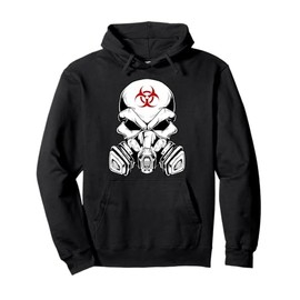 Biohazard Skull With Gas Mask - Creepy Evil Skull Tattoo Pullover Hoodie