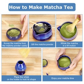 Houselyla 7Pcs Matcha Whisk Set - Resin Matcha Whisk and Bamboo Scoop ，Whisk Bowl with Spout and Whisk Stand，Matcha Powder Caddy, Stainless Steel Sifter，Whisk Holder （Resin Whisk Set)