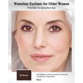 Brown Gel Eyeliner for Older Women, Waterproof Smudge-Proof Retractable Eyeliner Pencil, Long Lasting 24H, Matte Cream Eyeliner Waterline with Sharpener, Eye Liner for Mature Women Sensitive Eyes-1Pcs