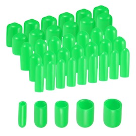 sourcing map 100pcs Round Rubber End Caps Protective Caps 1/8" 3/16" 1/4" 5/16" 3/8" Green Screw Thread Protectors