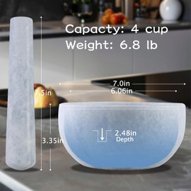 Koville African Natural Marble Mortar and Pestle Set, 4 Cups Grinder Bowl for Guacamole, Salsa, Pill Crusher, Spice, Herb, Garlic, Nut, Heavy Duty Grinder for Kitchen(Namib Sky)