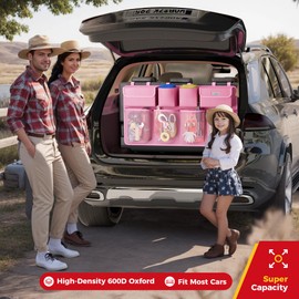 SURDOCA Car Trunk Organizer, 3rd Gen [7 Times Upgrade] Super Capacity Car Organizer SUV, Equipped with Robust Elastic Net, Hanging Car Storage Organizer with Lids, Space Saving Expert