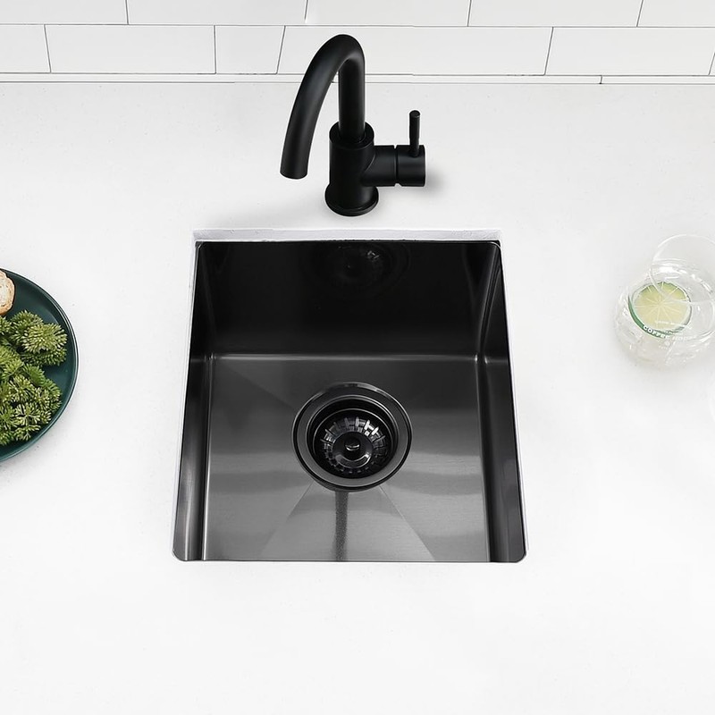 13x15 Undermount Bar Sink, Swift Horse 13 Inch 16-Gauge Black