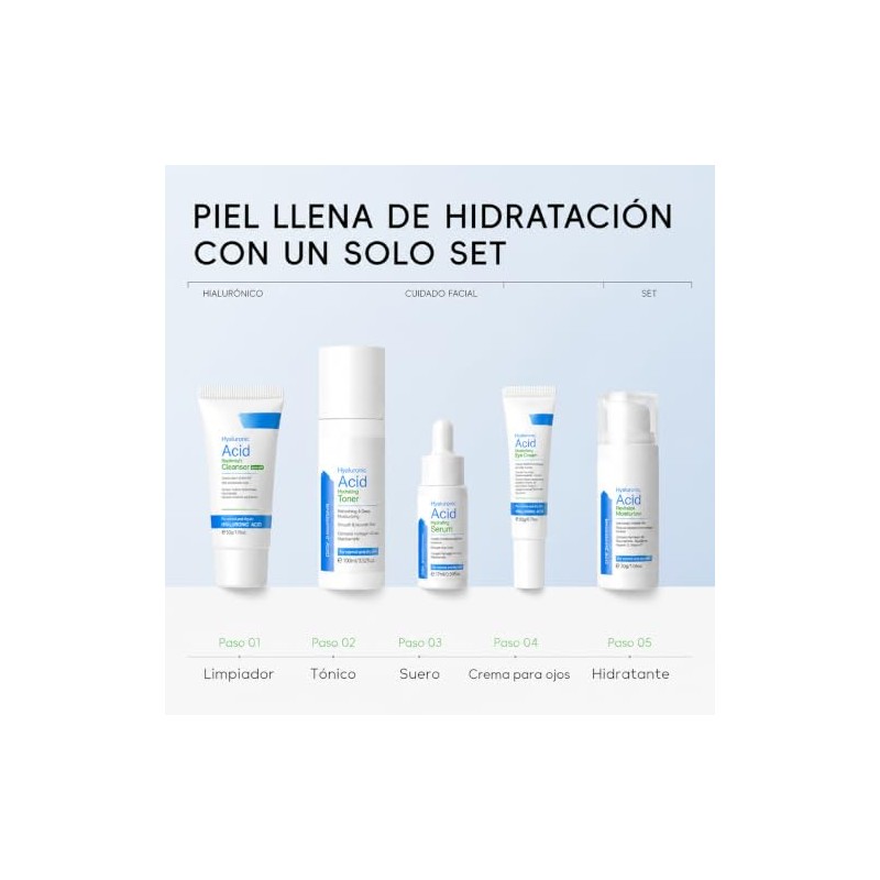 Kit Cuidado Facial Ácido Hialurónico Piezas Beaubase Hidratante Limpiador Suero