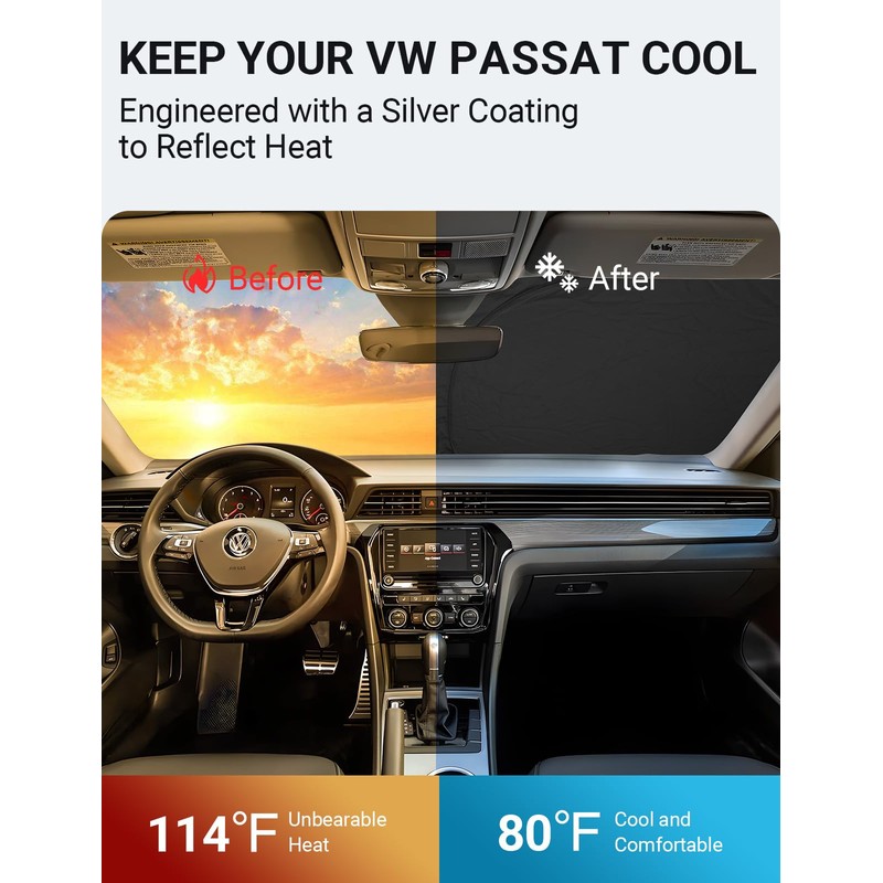 Proadsy - Parasol plegable para parabrisas delantero 2024, ajuste personalizado
