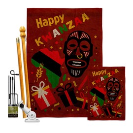 Ornament Collection Light Kinara Candles Burlap Garden House Flag-Kit Black History Kwanzaa Celebrates African Americans Heritage Decoration Banner Small Yard Gift Double-Sided, Made in USA