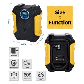 Tragbarer Kompressor Autoreifen,Kompressor Fahrrad,12V Luftkompressor Autoreifen Pumpe und Fahrradpumpe Elektrisch mit LED-Licht-Pumpe für Auto,Motorrad,Fahrräder,Bälle,Luftkissen Geschenke für Männer