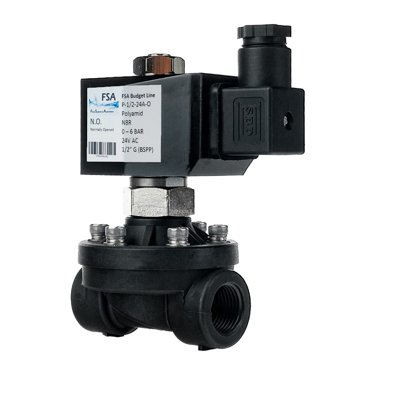 FSA Solenoid Valve Plastic PA6 1/2 Inch 24 V AC