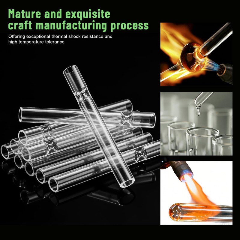 GLOMAXLY 24 Pcs Borosilicate Glass Tubes 4.4 Inch, Thick Wall