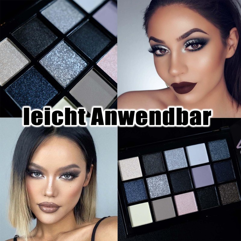 EONFAVE 15 Colours Smoky Eyeshadow Palette, Dark Punk Soft Matte