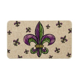 Artoid Mode Irises Mardi Gras Doormat, Cute Carnival Home Decor Low-Profile Switch Rug Door Mat Floor Mat for Indoor Outdoor 17x29 Inch