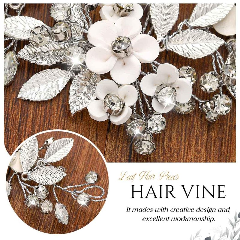 Latious Flower Bride Wedding Hair Vine Silver Leaf Bridal Hair