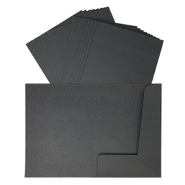 A4 Craft (Black) Pocket File with Business Card Slit [18 Sheets]