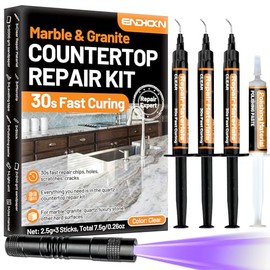Endhokn Marble & Granite Countertop Repair Kit, 3pcs Clear Quartz Countertop Repair Kit 30s Fast Fix Chips, Holes, Scratches, Cracks, for Luxury Stone, Corian, Other Hard Surfaces