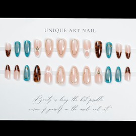 KQueenest French Tip Press on Nails Medium Almond Fake Nails False Nails with Leopard Gold Star Design Coquette Artificial Acrylic Nails Press ons for Women 24 Pcs