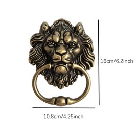 Antique Lion Head Door Knocker, Vintage Decorative Front Door Knocker with Mounting Screws, Antiques Lion Doors Ring Pull Handle (Antique Bronze)
