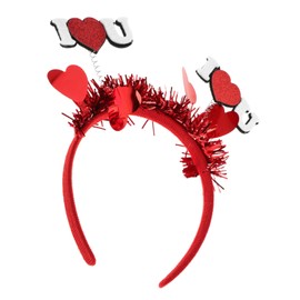 Beavorty Red Heart Sequin Headband for Weddings Celebrations Love Shaped Antenna Accessories Comfortable Fit Durable Design for Couples Holiday Party Headband Bopper