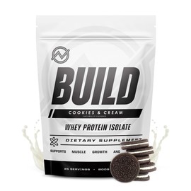 Outwork Nutrition Build Whey Protein Isolate Powder - Low Lactose, Gluten-Free Protein Powder for Muscle Growth & Workout Recovery, Backed by Science, Cookies & Cream, 1.8lbs