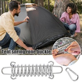 Pack of 6 Accessories Tension Springs, Tension Spring Springs, Stainless Steel Double Hook Awning Awning, High-Strength Spring Buckle, with 4 Carabiners, Suitable for Beach, Camping