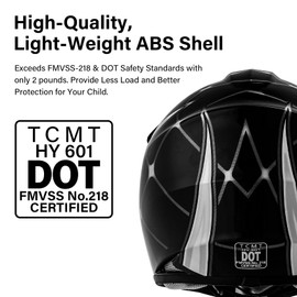 TCMT Black Kids Youth Motorcycle Motocross Offroad Helmet Dirtbike Street Bike Karting BMX MX ATV Full Face Helmet Gloves Goggles Dot Approved