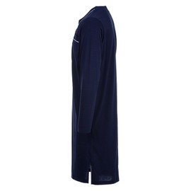 Henry Terre Men's Long-Sleeved Nightdress Plain Chest Pocket Button Down Size M-3XL, navy