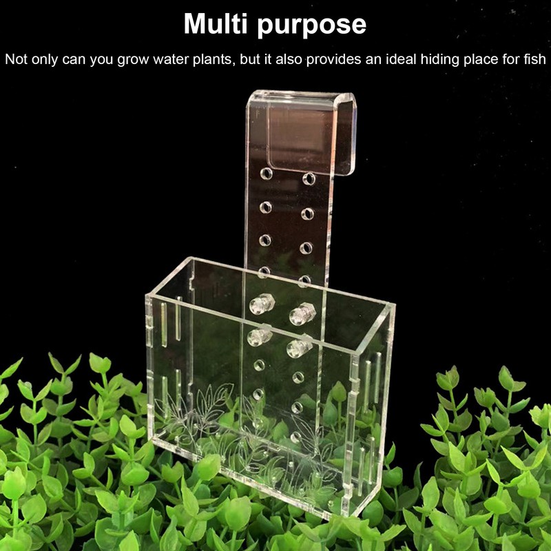 Aquarium Aquatic Planter Transparent Acrylic Fish Tank Hanging Water Plants