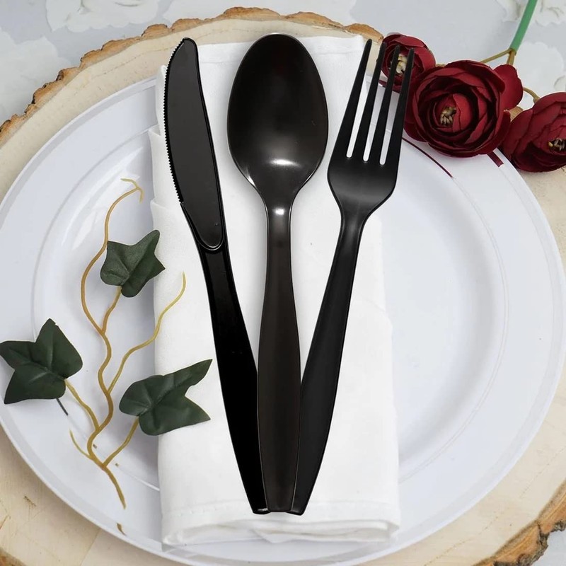 Kaya Black Disposable Plastic Knives - 7.5" (Pack of 100)