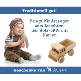 Wooden Truck For Children Toy Truck with Engraving Name – Solid Wood – Sturdy & Durable – Wooden Car For Children Toy, Great Children's Henk