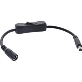 InLine® DC Cable with Switch, DC Male/Female 5.5 x 2.10 mm, AWG 18, Black, 0.2 m, 26906B