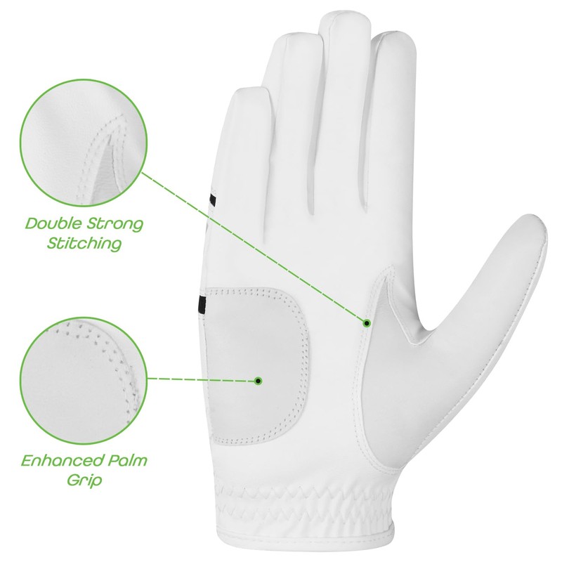 Katx Men's Full Finger Golf Glove Durable Premium Leather Left