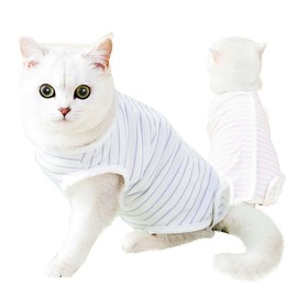 PetGround Cat Postoperative Clothes, Female and Male, Easy to Put On, Won't Take Off, Velcro, Spring, Summer, Thin, Simple, Cute, Soft, Postoperative Wear, Alternative to Elizabeth Color (Blue, L)