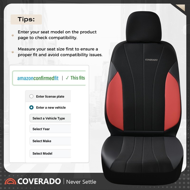 Coverado Seat Covers 2-Pack, Waterproof Car Seat Covers, PU Leather