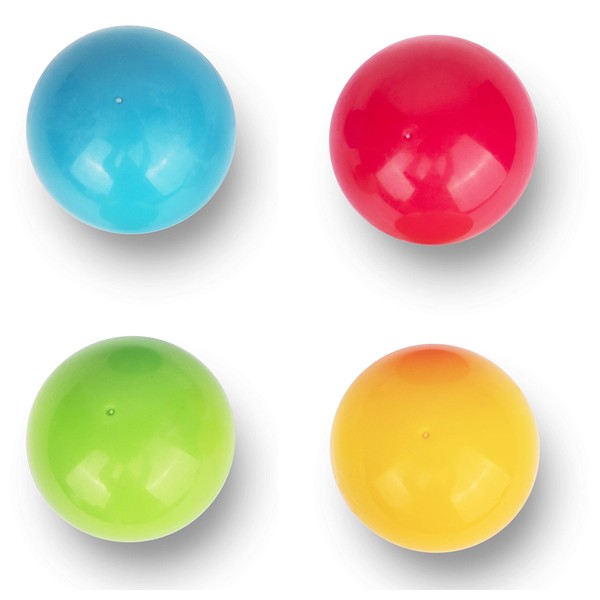 Playkidiz Super Durable Replacement Balls for Pound a Ball, Assortment of 4 Different Colored 1.75" Diameter Plastic Balls That Fit Most Pound a Ball Toys.