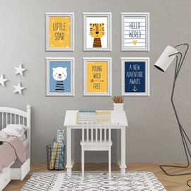 Fun Baby Boys Art Prints, Size A4, Set of 6 Unframed For Kids Bedroom Or Nursery