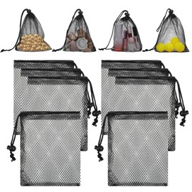 Larrel 12 Pcs Black Mesh Drawstring Bag, 5.91×7.87in/15×20cm Lightweight Small Mesh Pouch Nylon Small Drawstring Pouch for Lipstick Cosmetic Jewelry Key