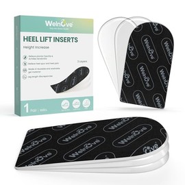 Welnove Heel Lift Inserts for Women Shoes - Welnove Adjustable Orthopedic Shoe Lifts for Uneven Legs - Gel Heel Inserts for Leg Length Discrepancy Heel Pain Heel Spur - Heel Wedge Pads (Black, L, 3 Layers)